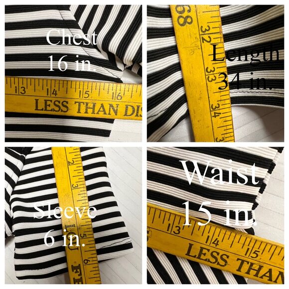 Ava & Yelly Black White Striped Cold-Shoulder Dress Lace Neckline Fit & Flare Si - Picture 12 of 16